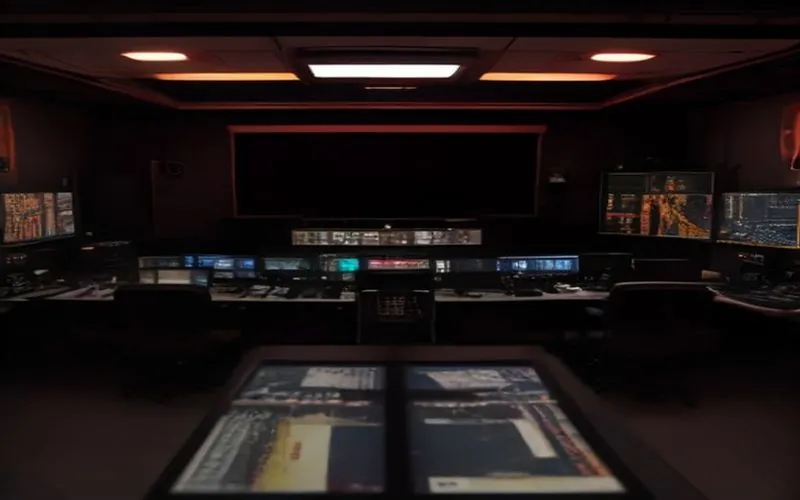 Broadcast control room with monitors carrying a live sabong arena feed